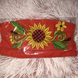 Embroidered sunflower face mask